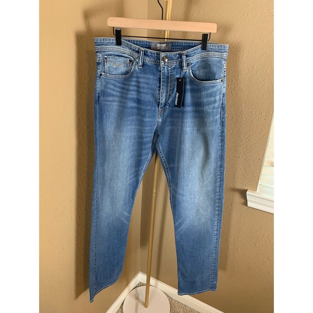 Revtown Sharp Jeans Mens 35x32 Blue Slim Fit Stretch Denim NWT Comfort Flex